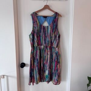 Mod Cloth Multicolor Brushstroke Sleeveless Dress